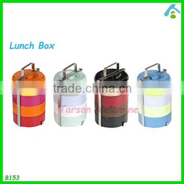 4 layers melamin bento box with steel handle , biodegradable bento box