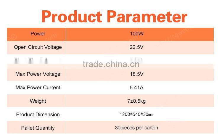 China best pv supplier Moge A grade mono 100w 150w,200w solar panel home with good price