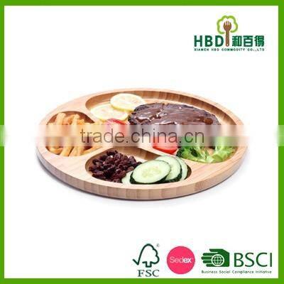 New design wooden 3 compartments food tray,wooden food serving tray