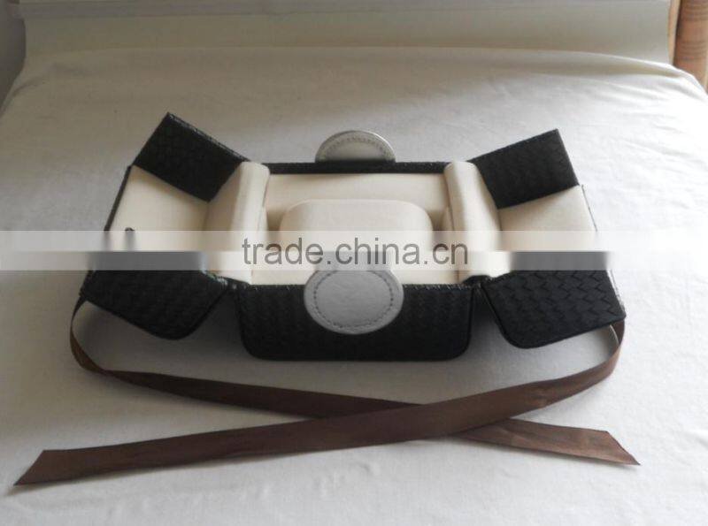new style black leather watch paper box wholesale made in china