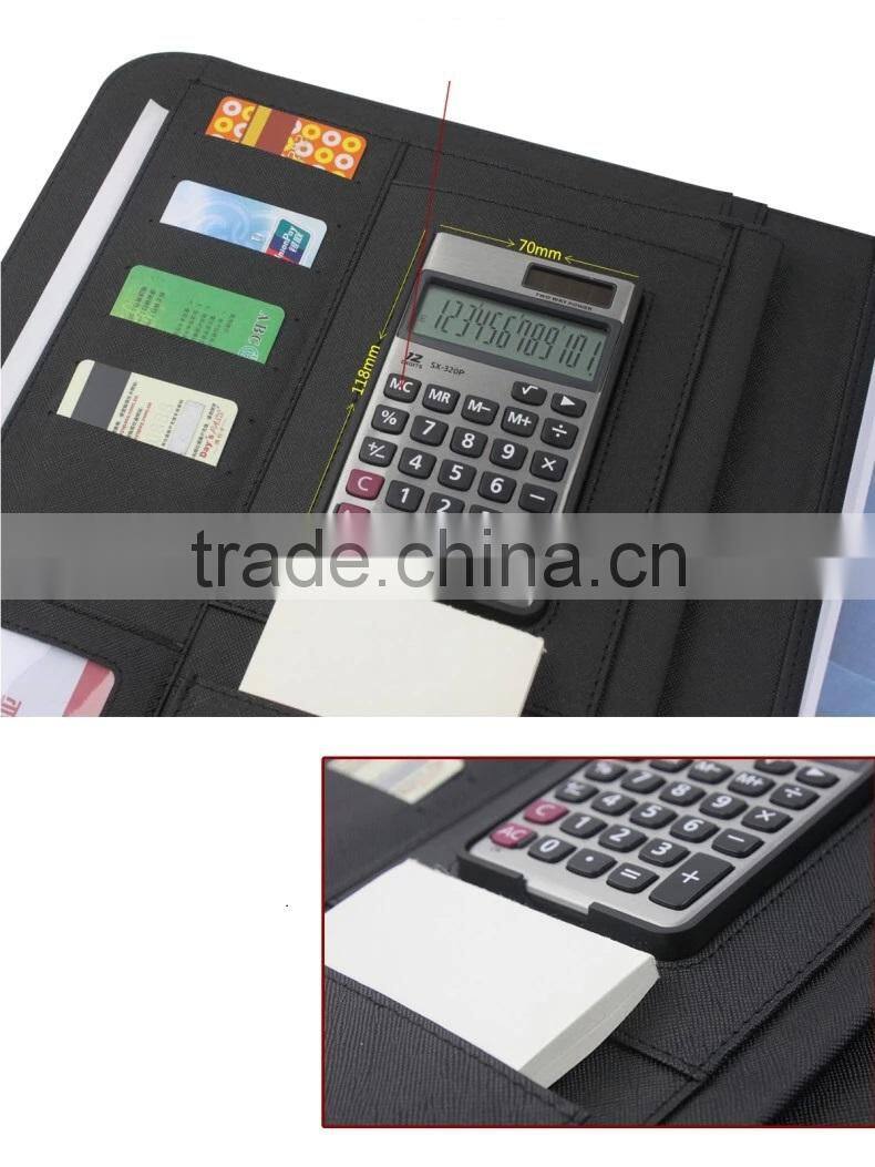 A4 Zipper Portfolio PU Leather file folders Mutifuction organizer