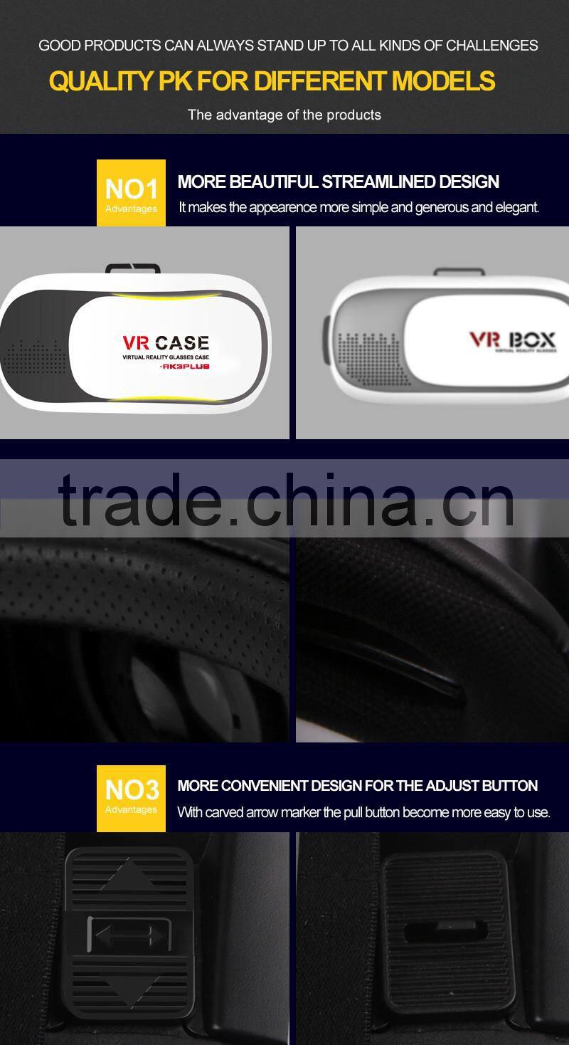 High quality google carboard vr box 2.0 version vr case 3d vr glasses with remote controller for smart phones