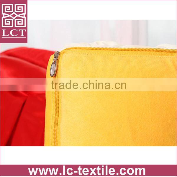 wholesale cute cartoon embroideried yellow color plush panda pillow with 2 in 1 blanket designed(LCTP0126)