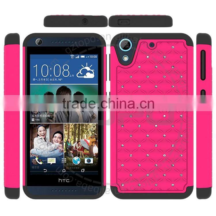 Shockproof Dual Layer Silicone PC Hard Case Studded Diamond Hybrid Case For HTC desire 626