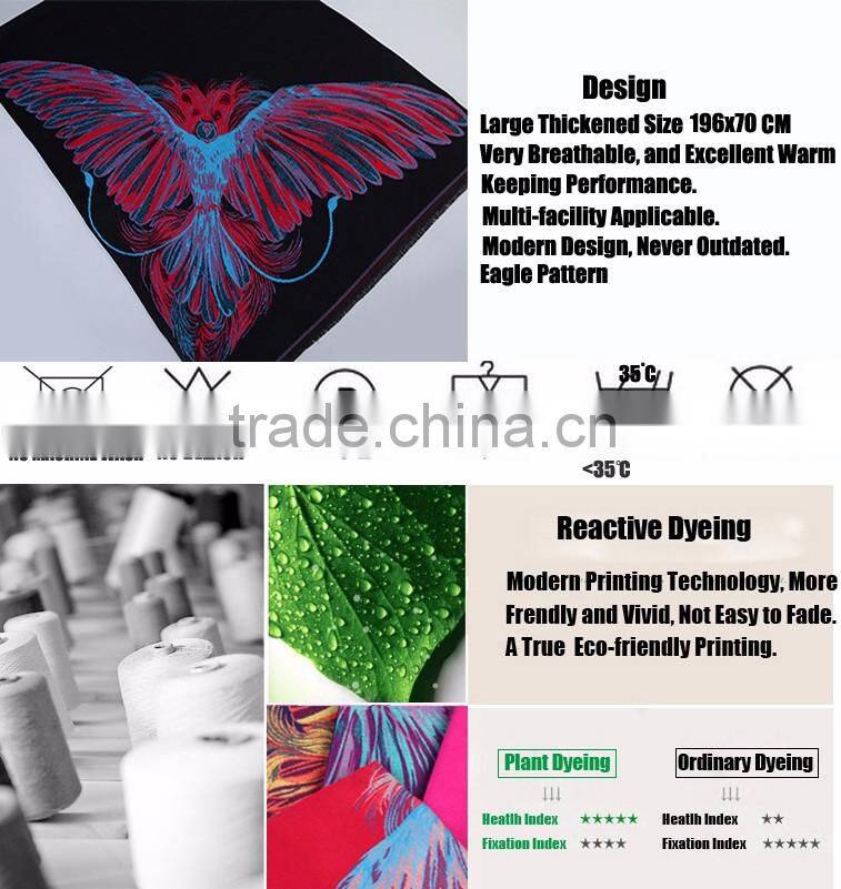 2016 Wholesale Scarves Eagles Printed Animal Shawl Acrylic Wool