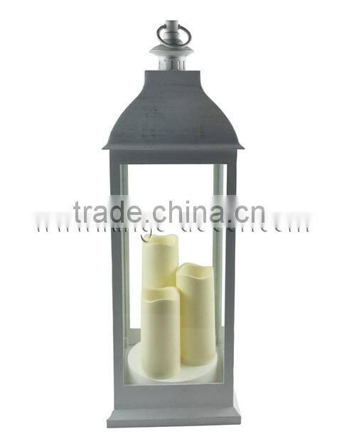 Big white plastic hurricane lantern with led candles