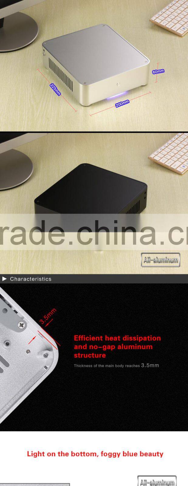 Mini ITX Case Realan Sand Blasting Thin Mini ITX Computer Case W60 ,Welcome OEM