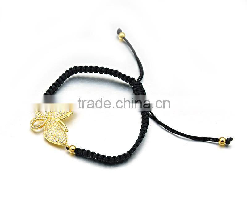 womens handmade rope bracelet gold plated butterfly charm bracelet