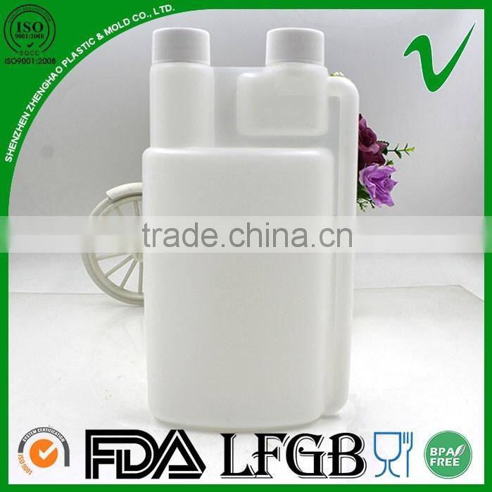 plastic rectangular HDPE Lubricant 1000ml Twin Neck Bottle for chemistry packaging