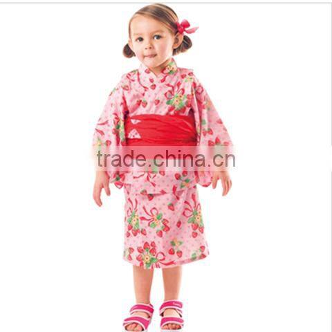 Japanese Summer 100%cotton Cute Kimono Kids Yukata twinset bath robe flower customize ethnic costume performance wear