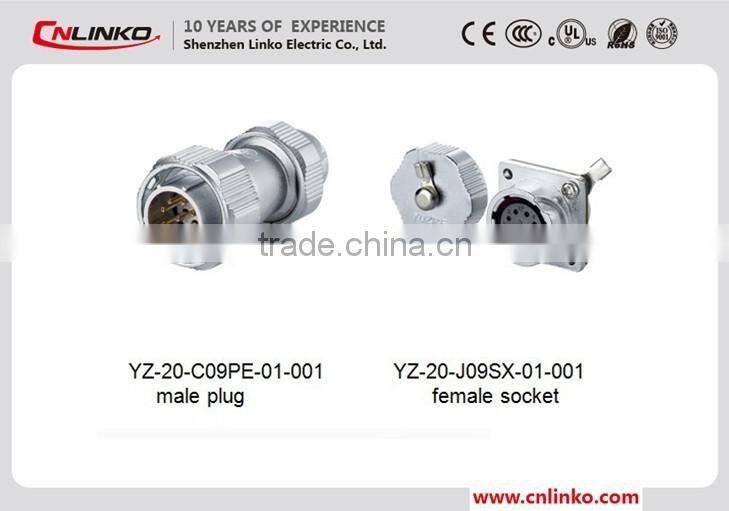 Made in china 9 pin stage lighting Male cable connector waterproof electric connector IP67 metal quick connector