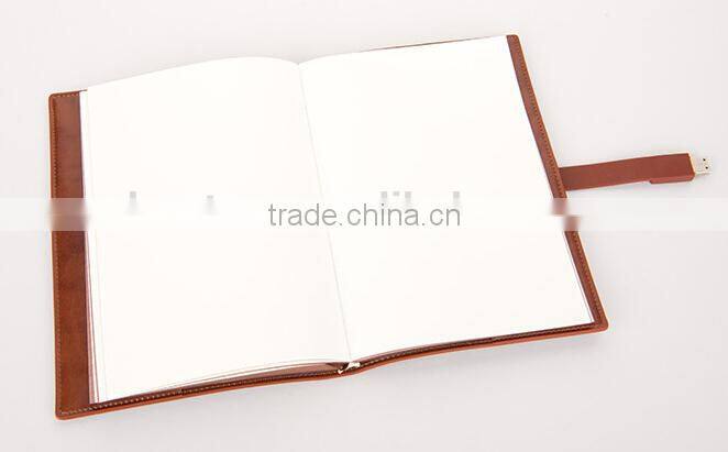 Factory sale pu leather notebook with usb flash drive