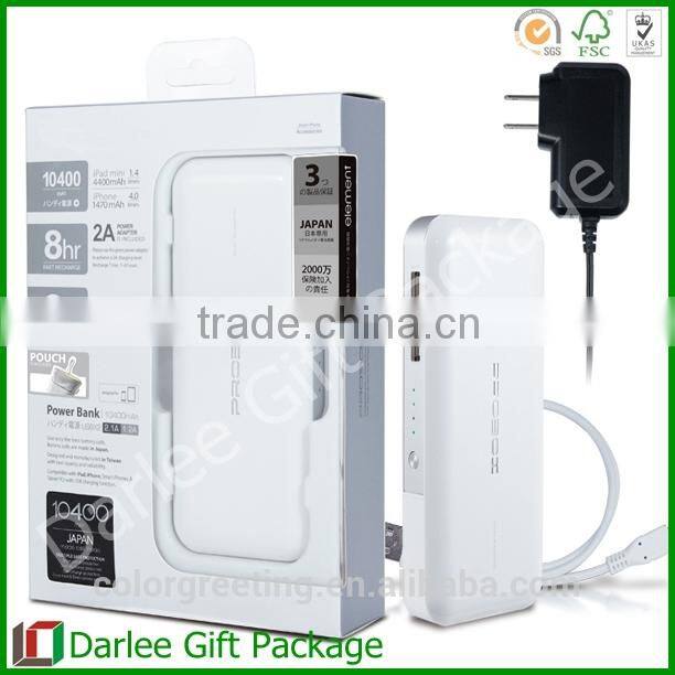 New design clear window costomized logo electronic powerbank packaging box