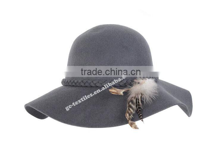 new hot product for 2014 fashion women promotional party felt hat wide brim with fur