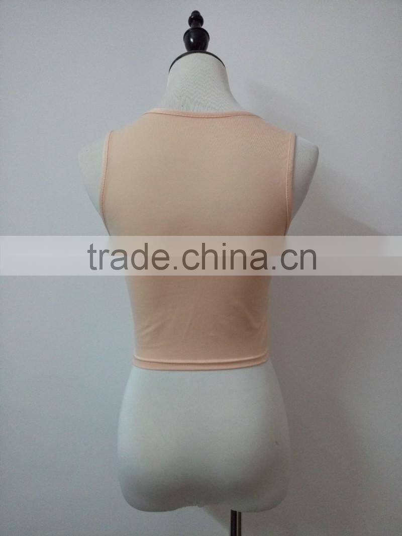 Bonvatt Sleeveless cross-three-color v-neck women's T-shirt