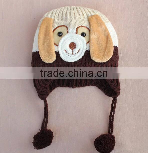 New Animal Dog Monkey Shaped Knitted Baby Cap Boy Autumn Winter Warm Hat Children Kids' Cute Cartoon Ear-protected Beanie