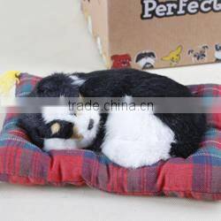 Artificial rabbit fur dog toy,New product sleeping breathing toy dog