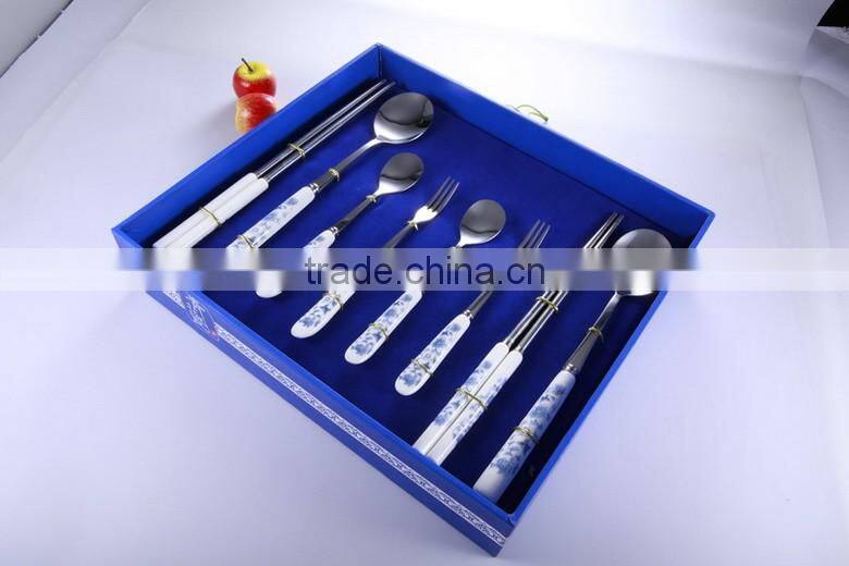 custom royal style half tang stainless steel flatware with ceramic flatware