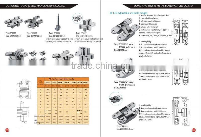 25X118X18mm Door Invisible Hinge,SSS Surface Invisible Hinge,SUS 304 Invisible Hinge with 8 Holes