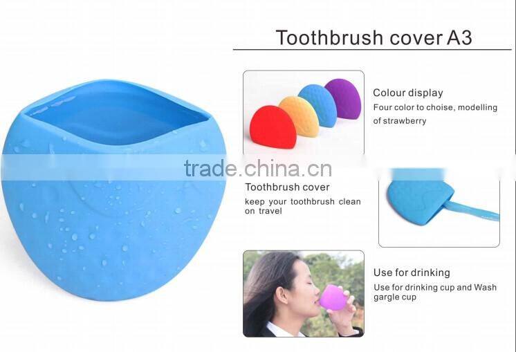 Convenient strawberry shape silicone toothbrush head holder