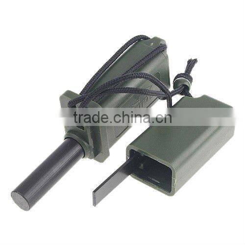 Green Outdoor Survival Dagger Flint Stone Fire Maker With Whistle