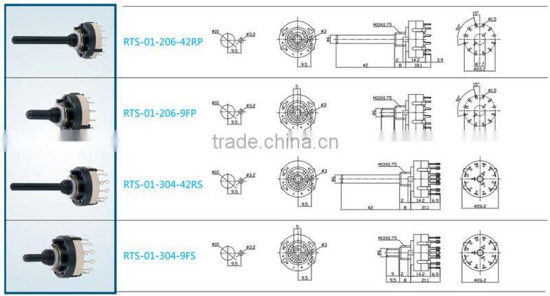2 ~ 12 position Rotary Switch with PCB terminals