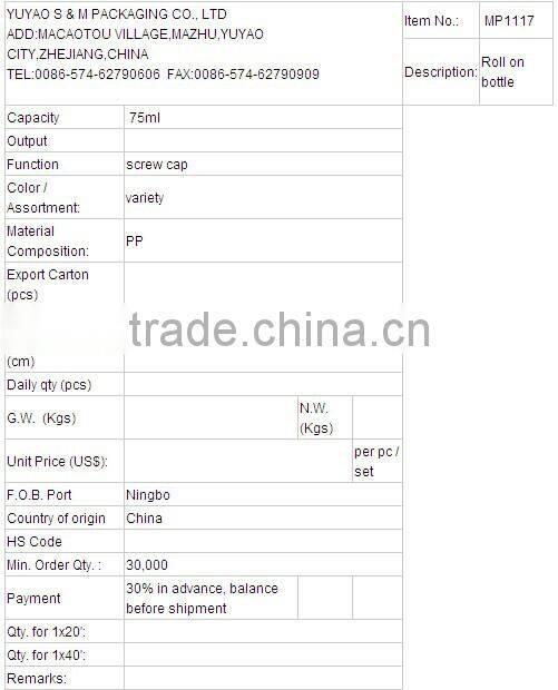 75ml MP1117 essential oil bottle roll on bottles for essential oils