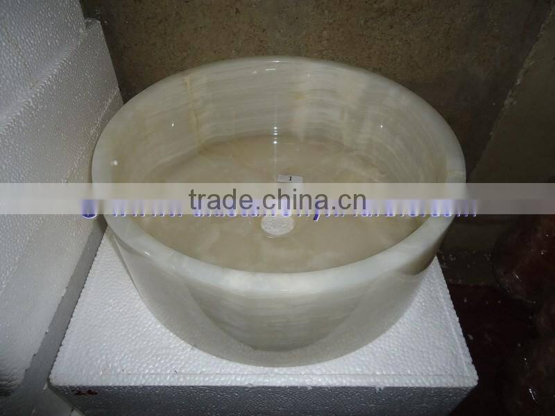 Stylaish PURE WHITE ONYX ROUND BOWL SHAPED SINKS AND BASINS