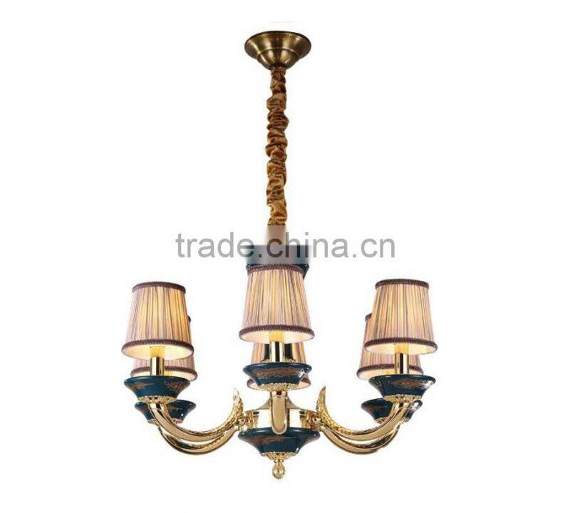 Porcelain Brass Elegant Empire Navy Chandelier, Antique Golden Bronze Pendant Light