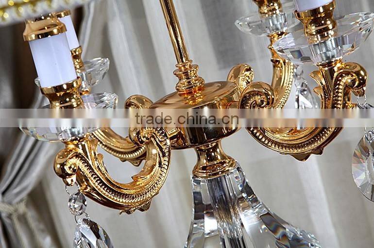 Luxury clear crystal lamp body golden color four candles table lamp