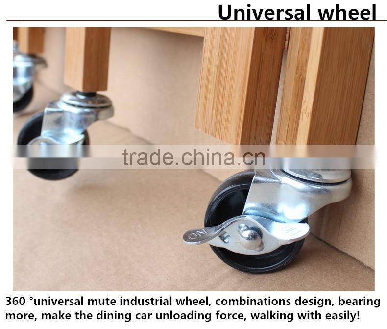 natural finish E1 MDF with drawer wooden serving trolley