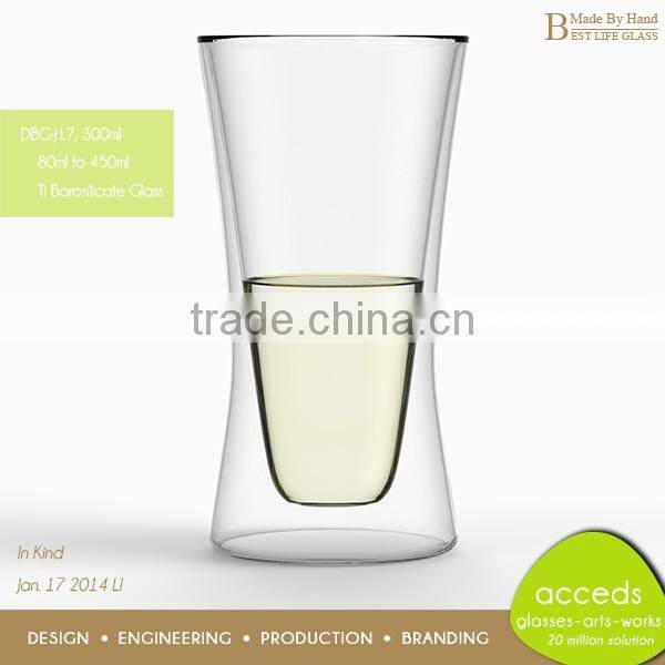 Reusable Double Wall Clear Borosilicate Glass Water Tea Coffee Cup