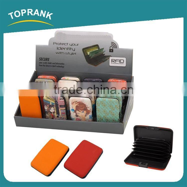 Toprank Hot Selling Antitheft 6pc Aluminum Case Protect Rfid Blocking Wallet Credit Card Holder