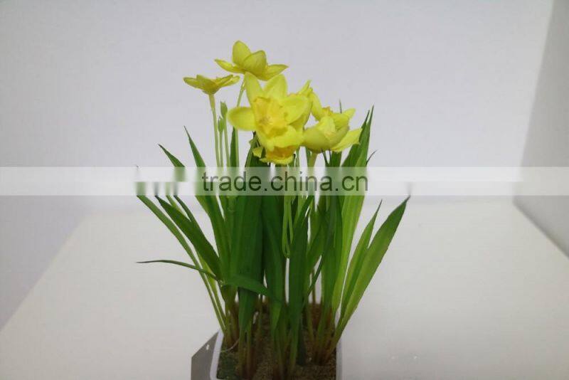 Artificial mini narcissus bonsai for table decoration