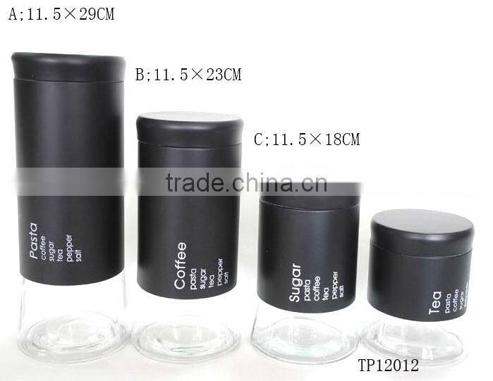 black big bottom plastic spraying cylinder glass pots for seasonings