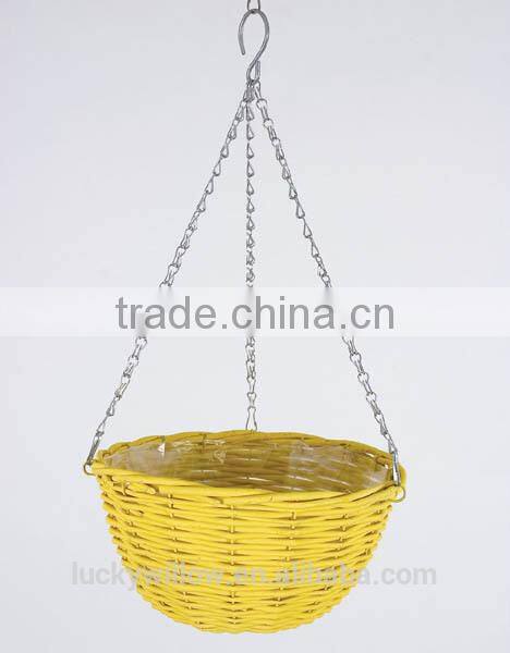 Natural garden wicker hanging flower baskets