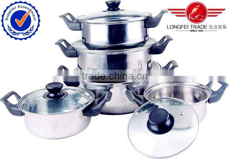 Yiwu promation 5PCS Stainless Steel Cheap Cooking Pot(with glass lid)