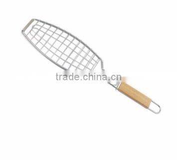 BBQ netting with wooden handle /3 fish bbq net