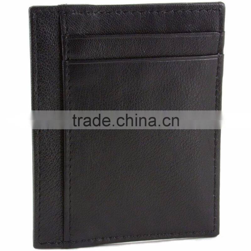 RFID Blocking Minimalist real Leather Slim Front Pocket money clip