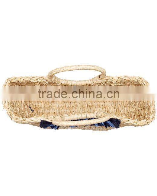 Water hyacinth pompom beach bag/ handbag with pompom
