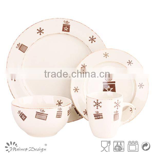 Elk / heart / snowflake novelty Christmas ceramic tableware 16pcs
