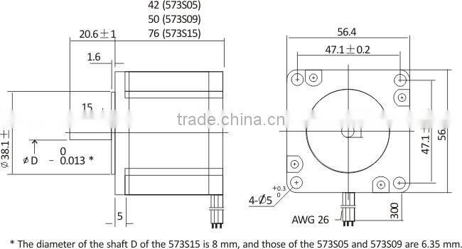 Leadshine 573S09 3-phase Hybrid Step Stepper Motor 80MM long 1.2 step 0.9NM