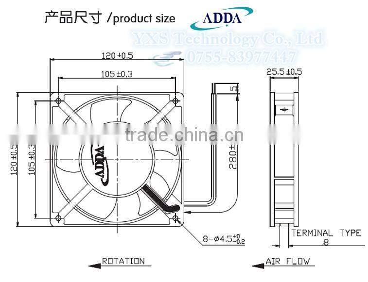 Original AA1252MB-AT Axial cooling fan 120*120*25MM 220V 50/60HZ 0.11/0.10A 20.7/18.4W 2Pin Inverter fan