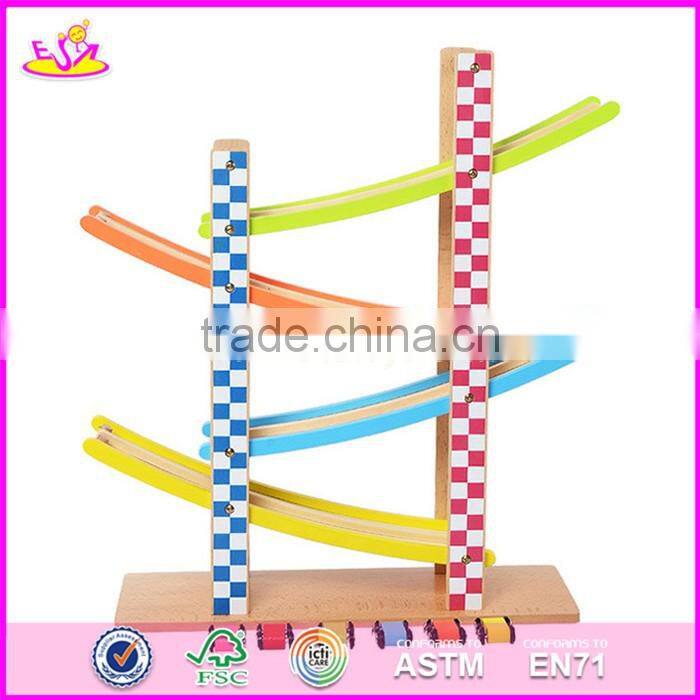 2017 new design 4 levels funny kids wooden race track toy W04E053