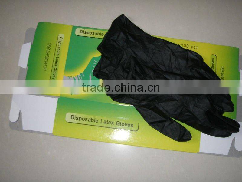 Tattoo Gloves--Powder Free/Black/Natural Latex/100pcs per box