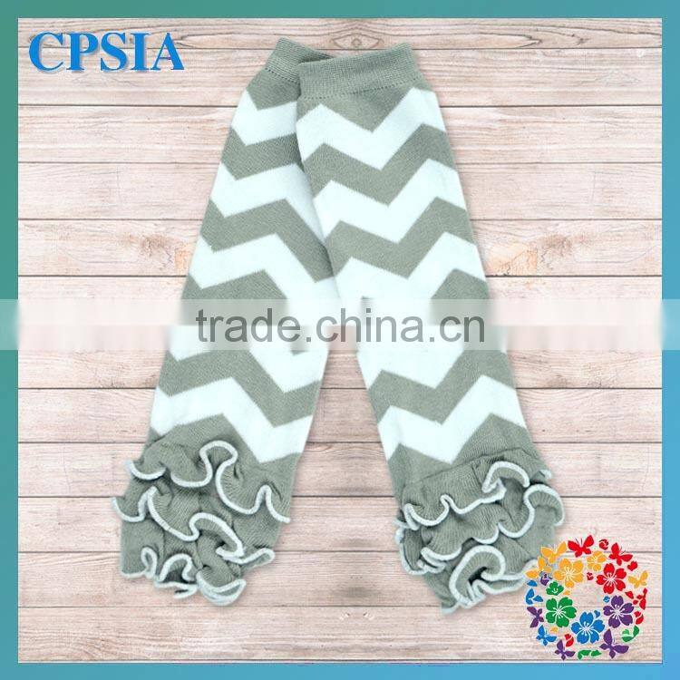 White and Aqua Blue Color Chevron Baby Child Leg warmer with Aqua Blue Ruffled