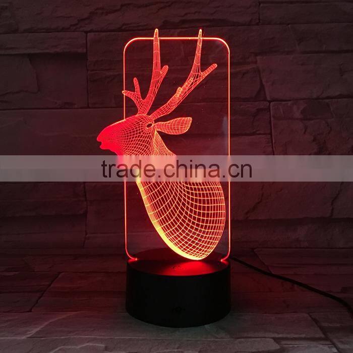 UCHOME Deer Shape Lamp Christmas Gift 3D Illusion Lamps