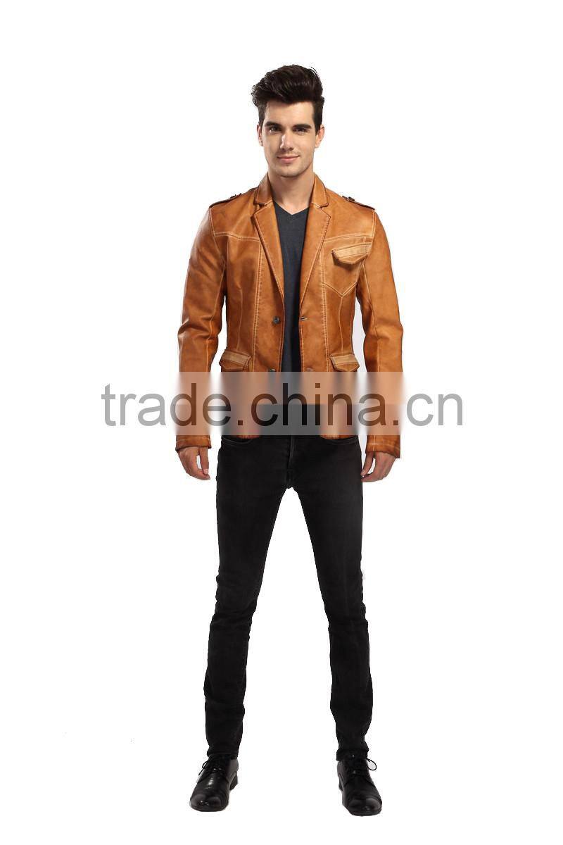 2017 Stylis Slim Fit Men PU Leather Jacket
