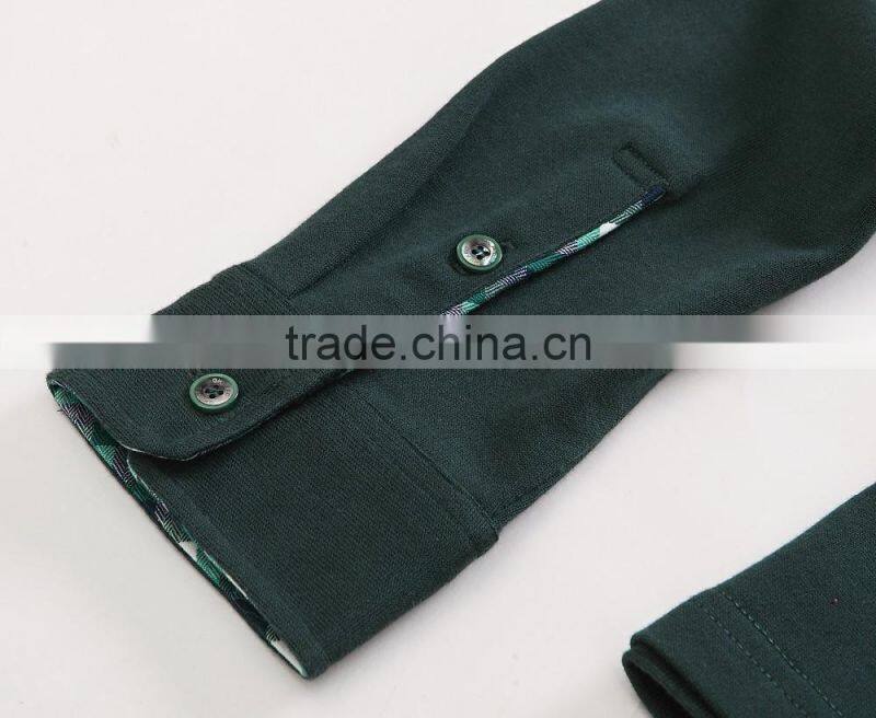 Men's Pique knit long sleeve t shirt 100%cotton