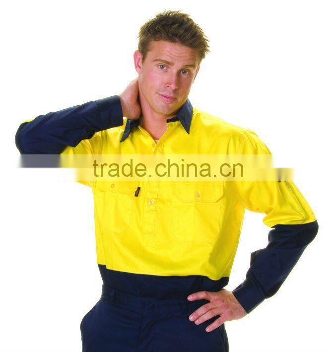High visibility working uniform breathable reflective safety workwear shirts
